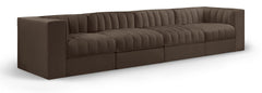 Rummi - Velvet Performance Fabric Upholstered 4 Piece Modular Sofa