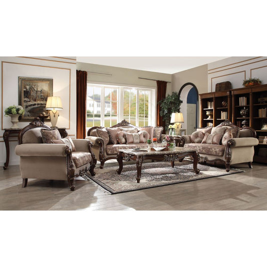 Mehadi - Sofa With 8 Pillows - Velvet & Walnut