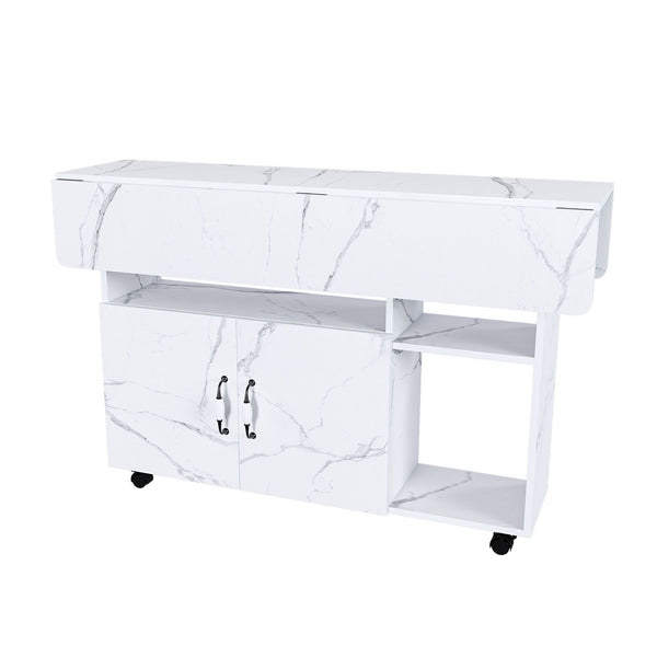 Multi Functional Folding Table With Storage Shelves And Wheels