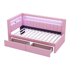 Upholstered Platform Bed With USB Ports And LED Belt