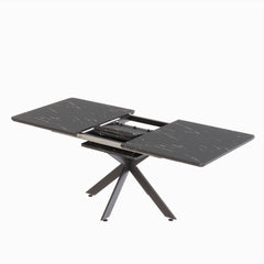 Extendable Dining Table Set With Curved Backrest Upholstered Chairs