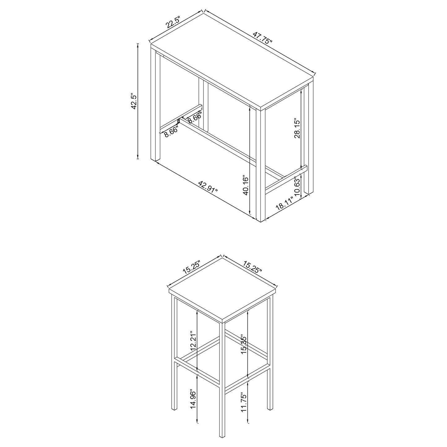 Nimitz - 5 Piece Bar Set - Gloss White