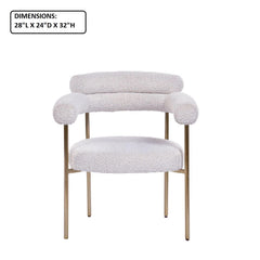 Kitchen Dining Chair With Armrest (Set of 2) - Gold / Creamy White