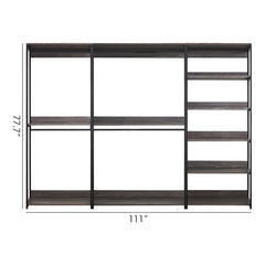 Monica - Wood Walk In Closet System With Spacious Drawer In Wood And Metal Frame - Gray