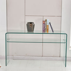 Modern Glass Console Table With Rounded Edges For Versatile Use Tempered Glass - Clear