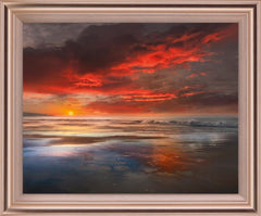 Fiery Dusk Reflection - 28" x 34" Framed Wall Art