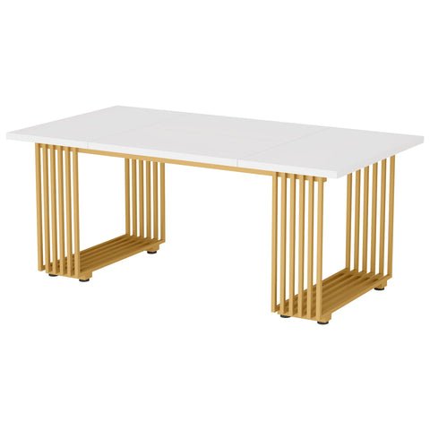 Office Executive Desk For Home Office - White / Gold
