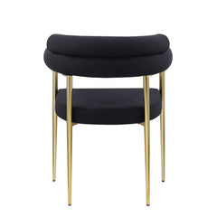 Dining Chairs (Set of 2), Mid-Century Modern Dining Chairs, Kitchen Dining Room Chairs, Round Boucle Backrest Sherpa Dining Chair With Brushed Bronze Metal Legs
