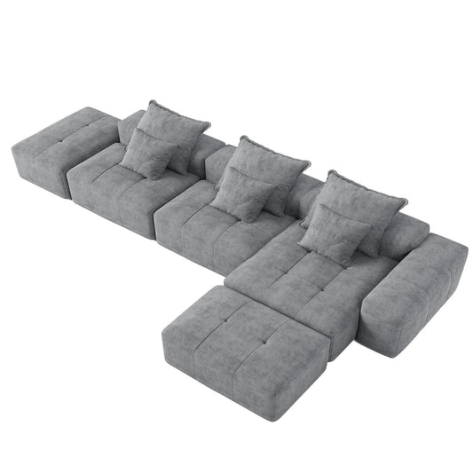 Modern Oversized, Modular Sectional Sofa With Pillows