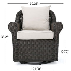 Amaya - Outdoor Swivel Rocker Chair With Water Resistant Cushions - Brown / Beige