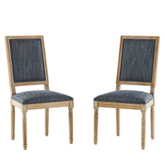 French Country Style Dining Chair With Upholstered Seating And Fluted Legs