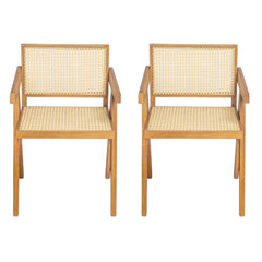 Chandigarh Arm Dining Chair With Natural Cane Design (Set of 2)