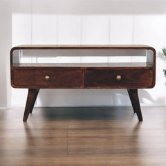 Solid Wood Curved Media Unit