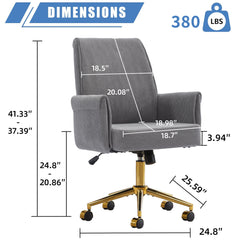 Ergonomic Mid-Back Office Chair With Striped Velvet Fabric