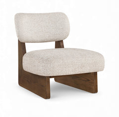 Vetra - Linen Textured Fabric Upholstered Accent Chair With Brown Base