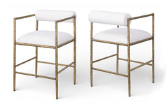 Axis - Linen Textured Cream Fabric Upholstered Counter Stool (Set of 2)