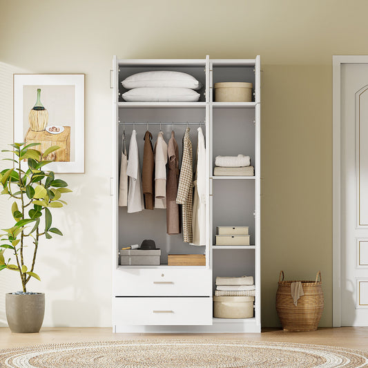 Modern 3 Door Mirror Wardrobe With 2 Drawers And Top Cabinet