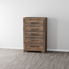 5 Drawer Chest With Casual Style - Brown