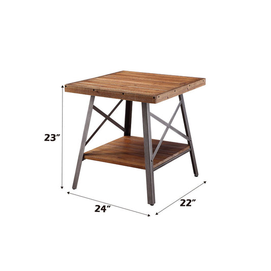 Ikram - End Table (Set of 2) - Weathered Oak & Sandy Black