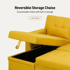 Lucca - Linen Reversible Sleeper Sectional Sofa With Storage Chaise