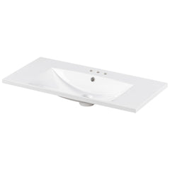 Single Bathroom Basin Sink, Vanity Top Only With 3 Faucet Holes
