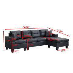 Modern Sectional Sofa Set With L Shape Chaise Lounge, Cup Holder, 4 Seat