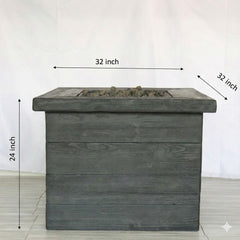 Fiber Reinforced Propane / Natural Gas, Fire Pit Table - Charcoal