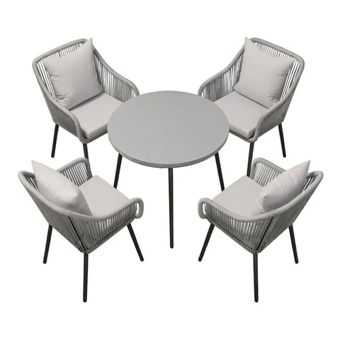 5 Piece Twisted Rattan Patio Dining Set With Table