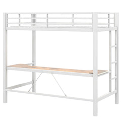 Gaming Metal Loft Bed Frame With LED Light, USB Charge Station And Desk