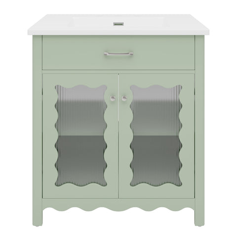 Modern Bathroom Vanity With Tempered Glass Doors