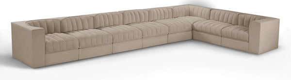 Rummi - Velvet Performance Fabric Upholstered 8 Piece Modular Sectional (With 3 Corner Chairs)