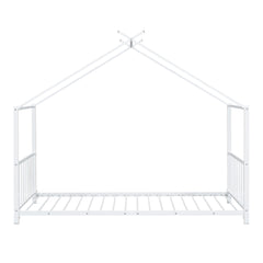 Twin Size Metal House Platform Bed - White