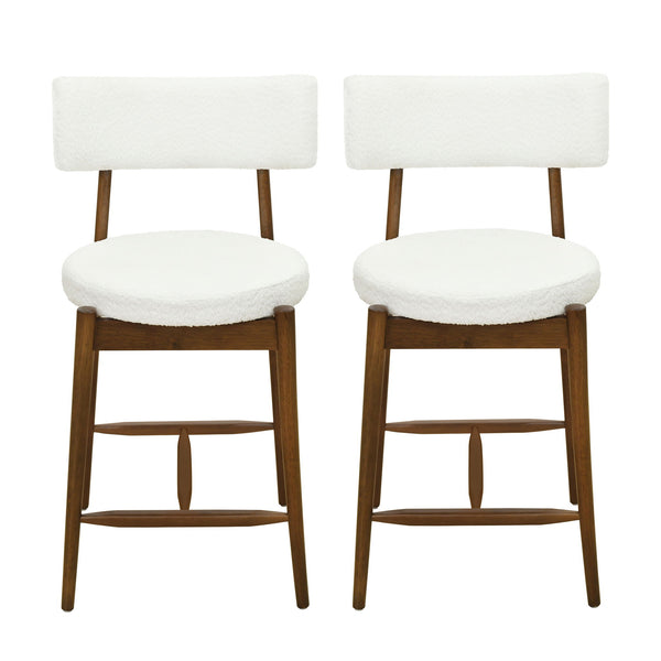Mid Century Modern Counter Stools, Fabric Upholstered Chairs