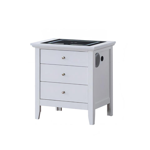 Hammond - Smart 3 Drawer Nightstand With USB Charging And Integrated Speakers - White