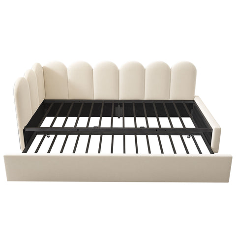 Upholstered Daybed With Metal Slatted Base