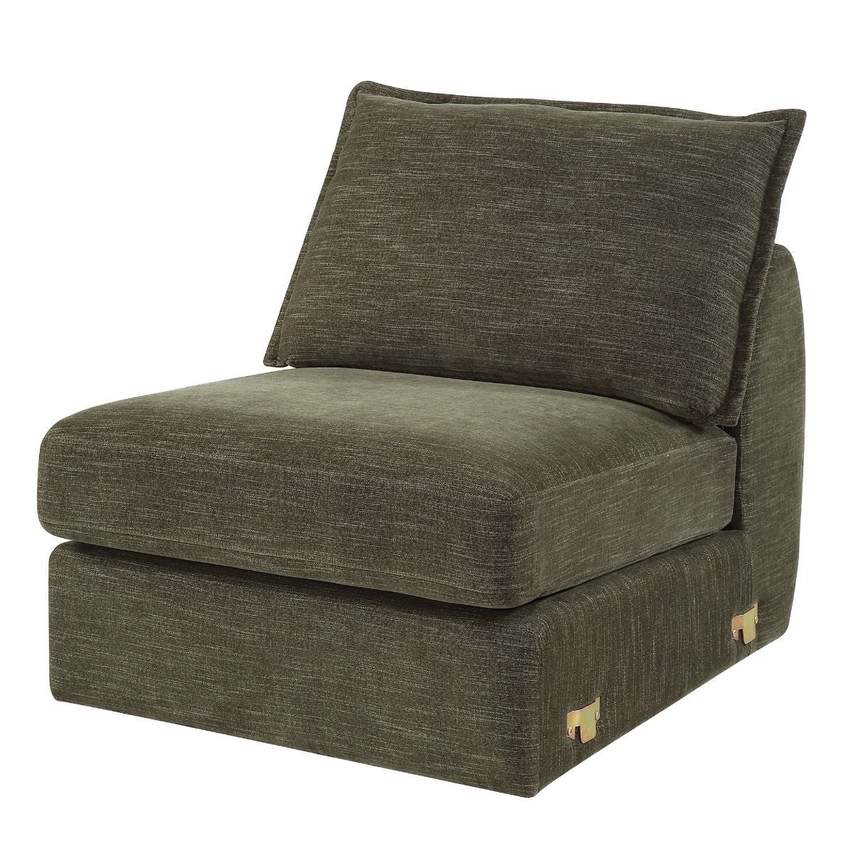 Leighton - Modular Armless Chair With 1 Pillow - Green Chenille