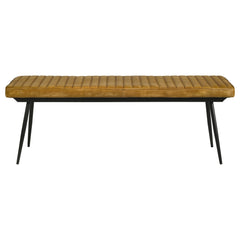 Tufted Cushion Side Bench With Tapered Legs - Brown