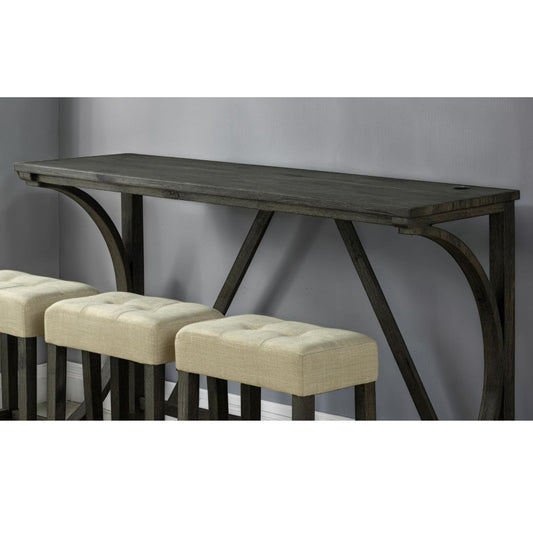 Dining Table Set With USB Charging Ports, Biscuit Tufted Stools - Beige / Brown