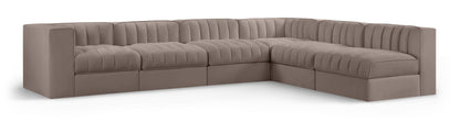 Rummi - Velvet Performance Fabric Upholstered 6 Piece Modular Sectional