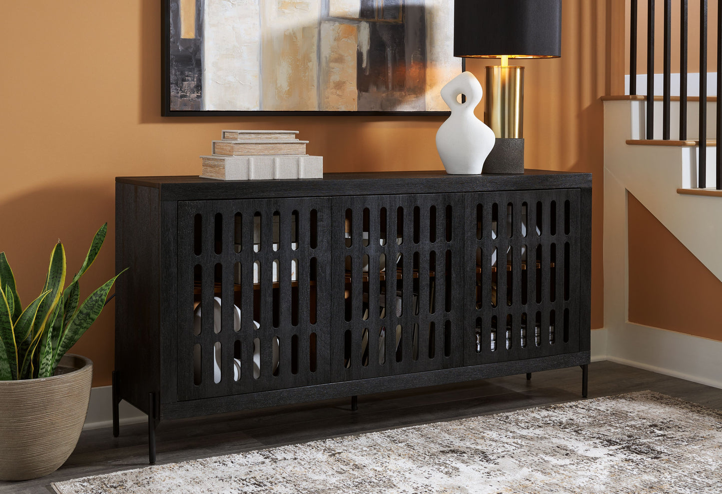 Vallisburg - Accent Cabinet - Black / Natural