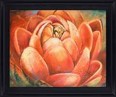 Saffron Petal Radiance - 28" x 34" Framed Wall Art