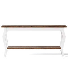 Console Table With Design, Extra Long Sofa Table For Living Entryway - Brown / White