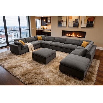 Custom Configuration Modular Sectional & Toss Pillows