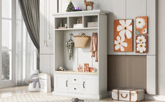 Hall Tree With 3 Hooks, Coat Hanger, Entryway Bench, Storage Bench, 3 In 1 Design