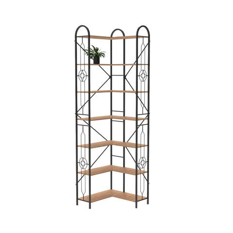 Industrial Style Corner Bookshelf With Thickened Iron Frame