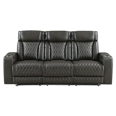 Taddeo - Power Motion Sofa With Power Headrest, USB, Wireless Charger, LED & Reading Light - Dark Gray
