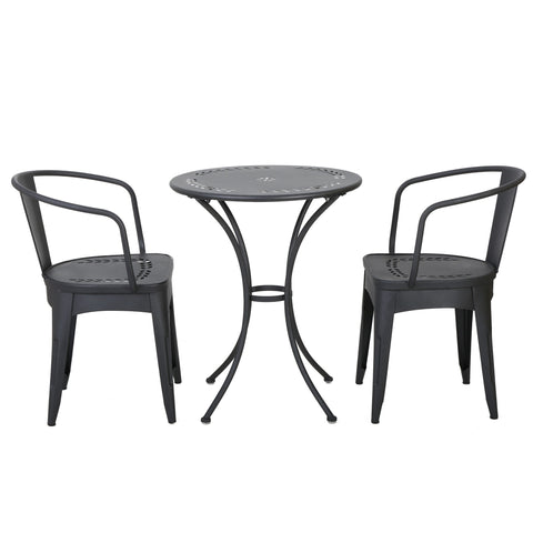 Ambrosia - 3 Piece Bistro Set With Leaf Motifs Top And Seat