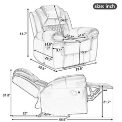 Home Theater Seating Manual Recliner Chair, Led Light Strip For Living Room - Black