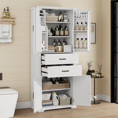 Elegant Multi Functional Storage Cabinet With Slide Rail Drawers, Adjustable Shelves