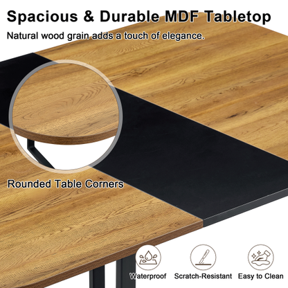 Comedor Rectangular 6 Puestos - Madera y PU Negro 48 - 010